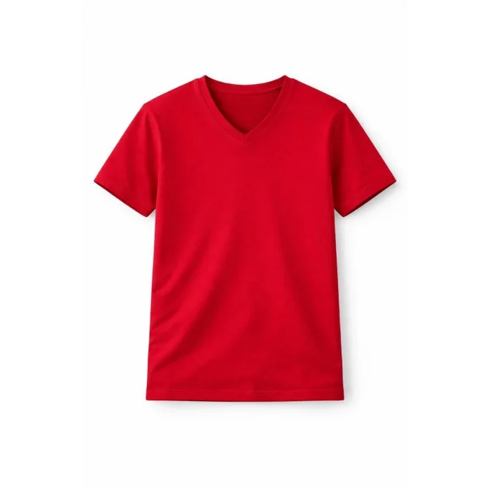 Genç Kız Çocuk V Yaka Tişört Model - Kırmızı