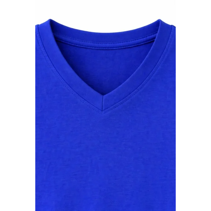 Genç Kız Çocuk V Yaka Tişört Model - Saks Mavisi