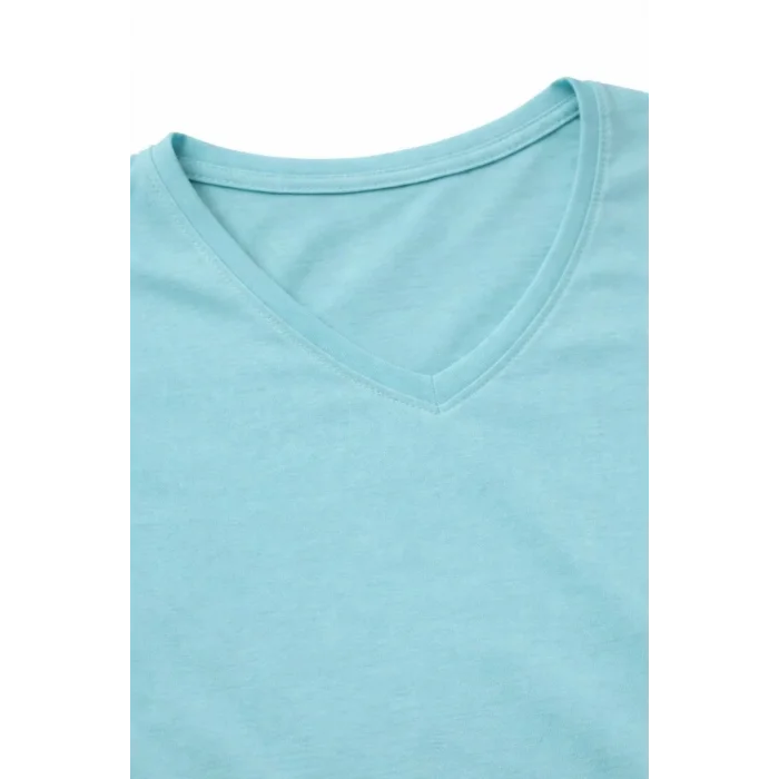 Genç Kız Çocuk V Yaka Tişört Model - Turkuvaz