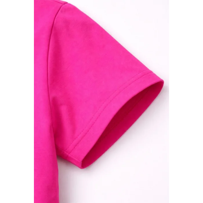 Genç Kız Çocuk V Yaka Tişört Yazlık Model Günlük Basic Body - Pembe