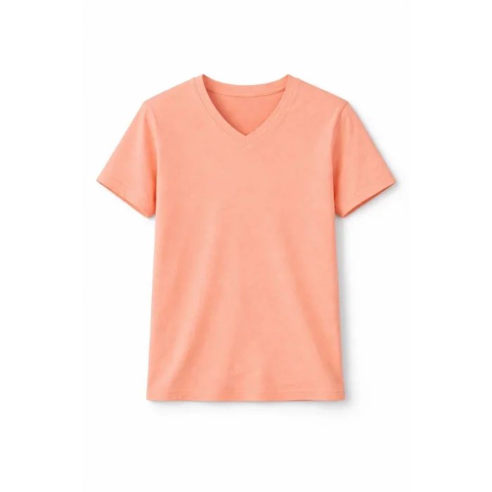 Genç Kız Çocuk V Yaka Tişört Yazlık Model Günlük Basic Body - Toz Pembe