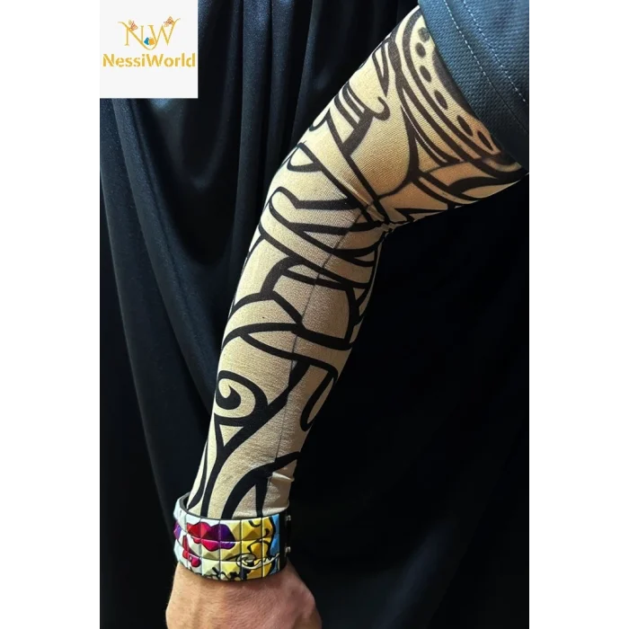 Giyilebilir Kol Dövmesi Çorap Dövme 3D Baskılı Kol Bacak Dövme 2 Adet Model 12