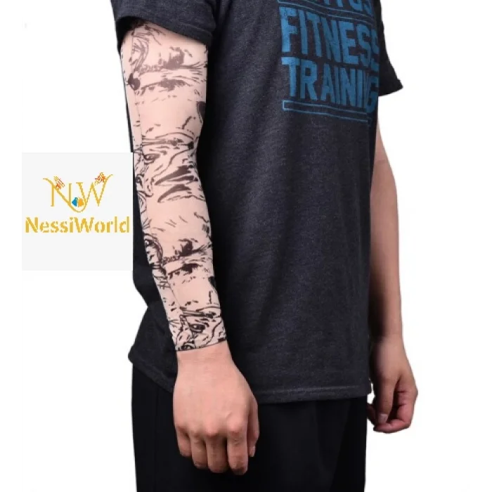 Giyilebilir Kol Dövmesi Çorap Dövme 3D Baskılı Kol Bacak Dövme 2 Adet Model 25