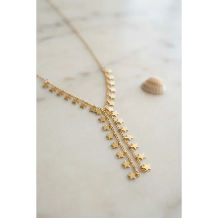 Gold Pirinç Yıldız Model Kadın Kolye