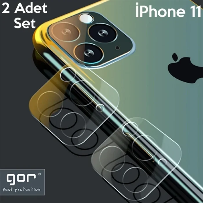 GOR İPhone 11 6.1 inch (2019) Tempered Kamera Koruma Cam 2adet Set-(5775)