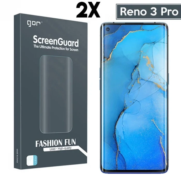 GOR Oppo Reno 3 Pro 3D Kavisli Full Ekran Koruyucu 2 Adet Set-(5775)