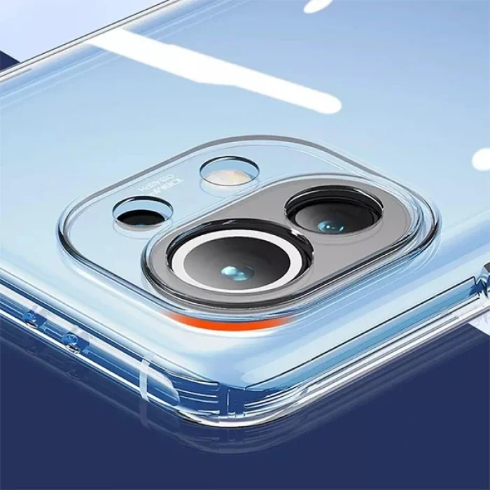 GOR Xiaomi Mi 11 Kılıf Kamera Korumalı Şeffaf Silikon Kılıf-(5775)