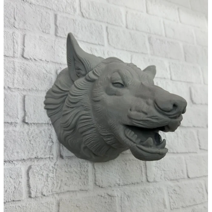 Gri Kurt Duvar Biblosu Güçlü Detaylı Dekoratif Tasarım 25x19 cm