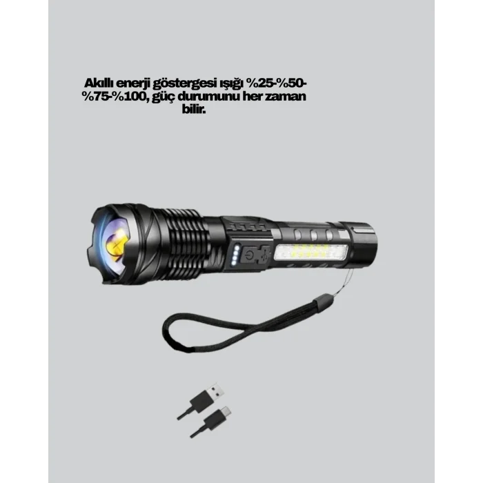 Güçlü LED El Feneri Şarj Edilebilir Çok Modlu