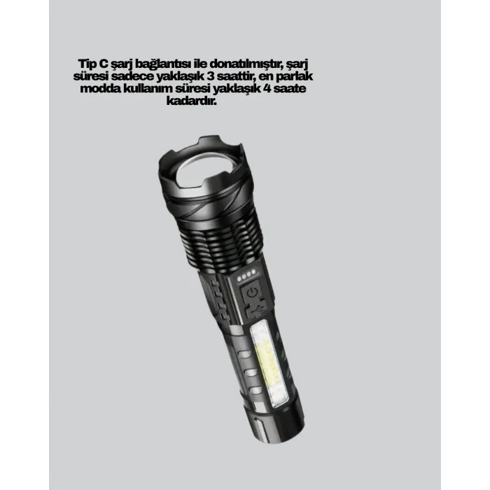 Güçlü LED El Feneri Şarj Edilebilir Çok Modlu