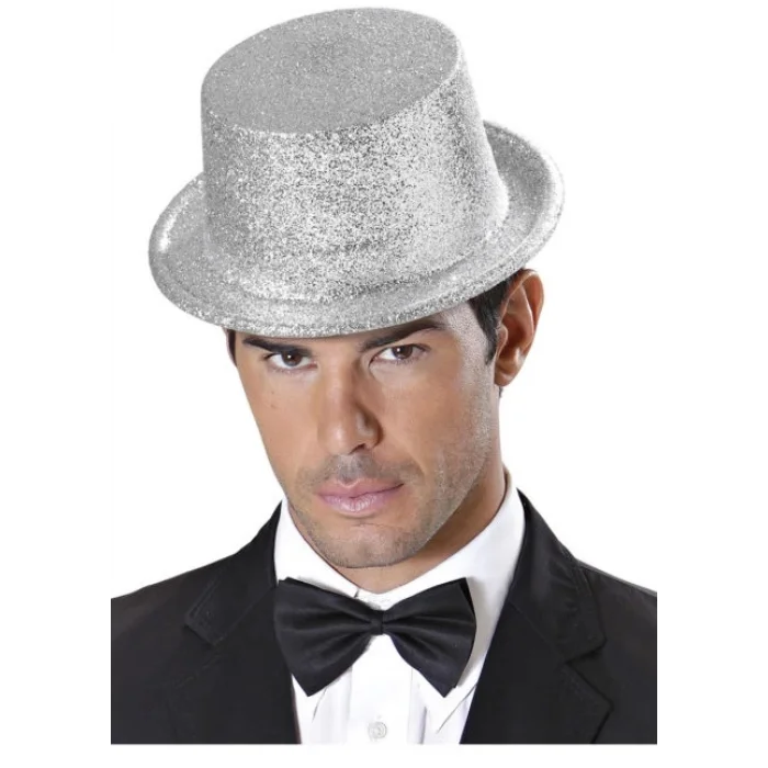 Gümüş Renk Uzun Plastik Simli Parti Şapkası