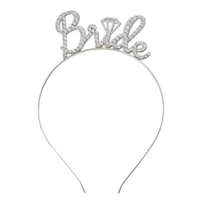Gümüş Renkli Taşlı “Bride” Gelin Tacı