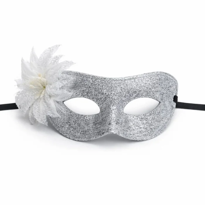 Gümüş Simli Tüylü Balo Maskesi