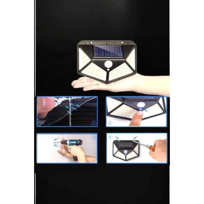 Güneş Enerjili Bahçe Aydınlatma Lambası Solar 100 Led Lamba