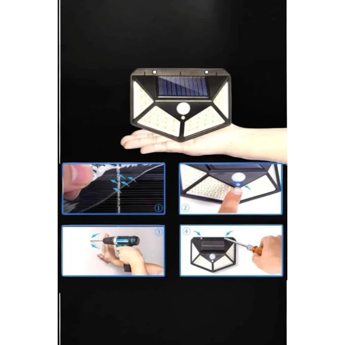 Güneş Enerjili Bahçe Aydınlatma Lambası Solar 100 Led Lamba