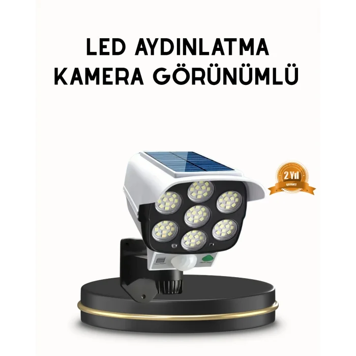 Güneş Paneliyle Şarj Olan Hareket Sensörlü Dış Mekan Güvenlik Lambası Ayarlanabilir