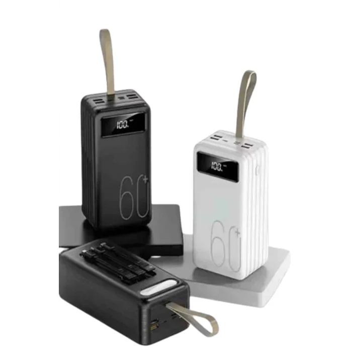 Hızlı Şarj 4 Çıkışlı Powerbank 60.000 Mah Taşınabilir Dijital Göstergeli