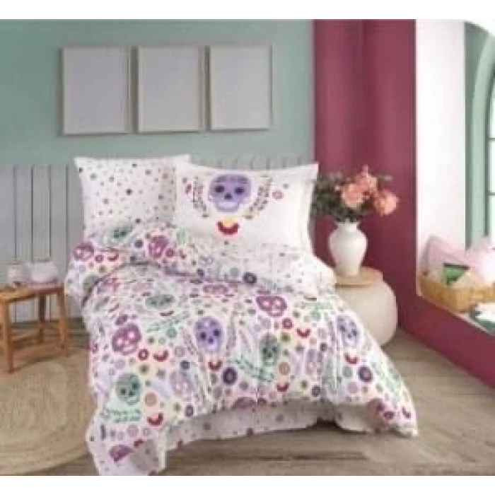 Hobby Tek Kişilik Poplin Nevresim Takımı Alice Mor