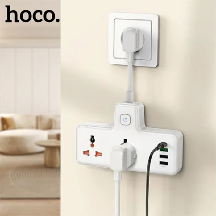 HOCO AC12A 2500W 2 Priz + 3 USB + 30W Type-C Multifonksiyonel Priz Çoğaltıcı Şarj Aleti-(5775)