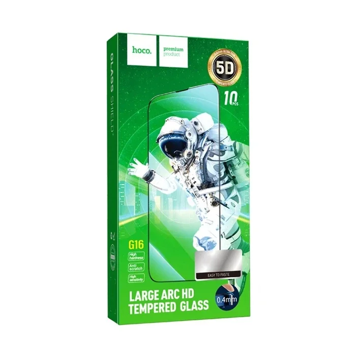 HOCO Guardian Shield Series iPhone 15 5D Tempered Kırılmaz Cam Ekran Koruyucu 10 Adet Set-(5775)