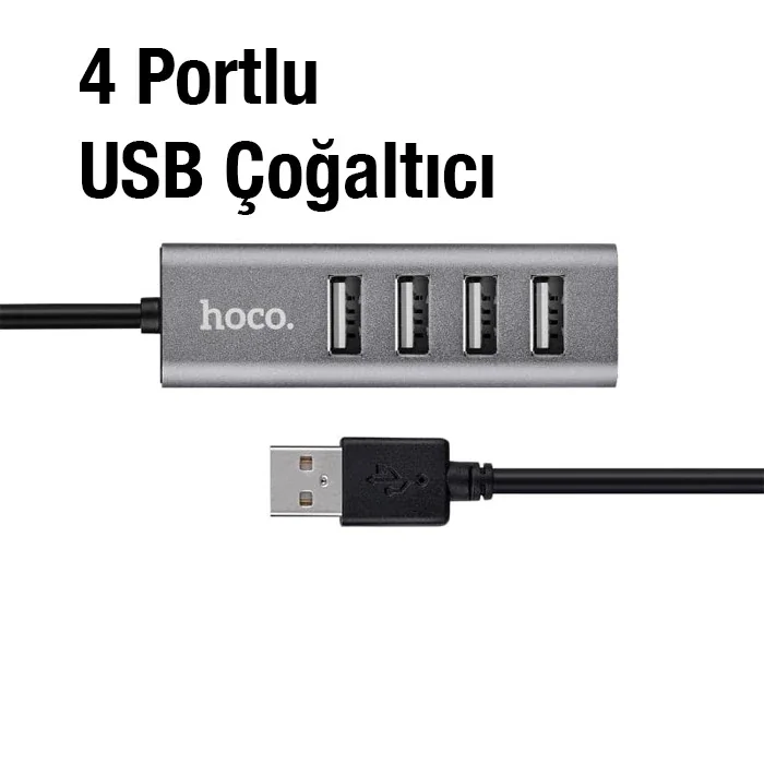 HOCO HB1 80cm Kablolu 4 Portlu USB Çoğaltıcı HUB Adaptör-(5775)
