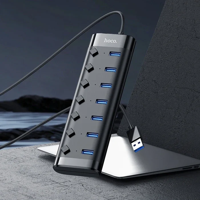 Hoco HB40 7xUSB 2.0 Anahtarlı USB Hızlı Şarj ve Veri Okuyucu-(5775)