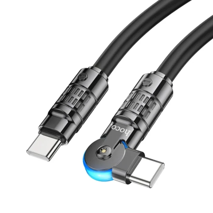 HOCO U118 Döner Başlıklı Type-C to Type-C 60W Hızlı Şarj ve Veri Kablosu-(5775)