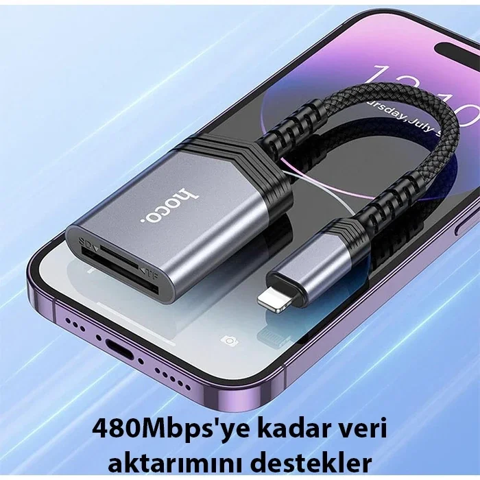 Hoco UA25 2-in-1 İPhone Lightning Kart Okuyucu-(5775)