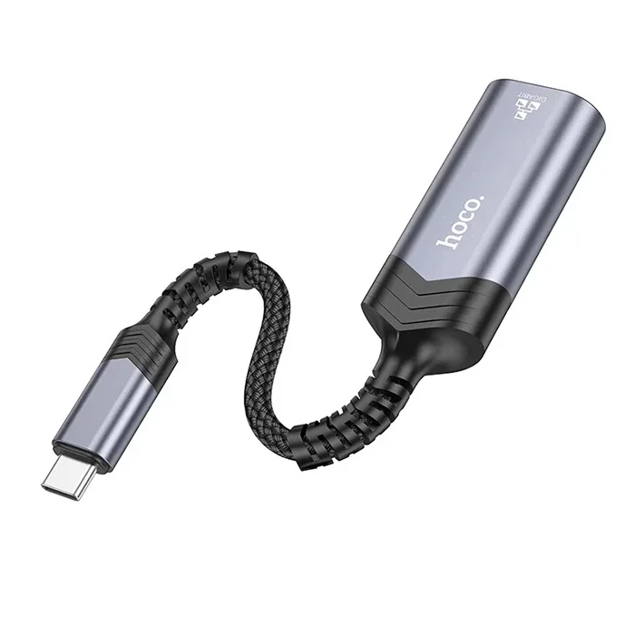 Hoco UA26 Type-c OTG RJ45 İnternet Adaptörü Dönüştürücü 1000 Mbps-(5775)