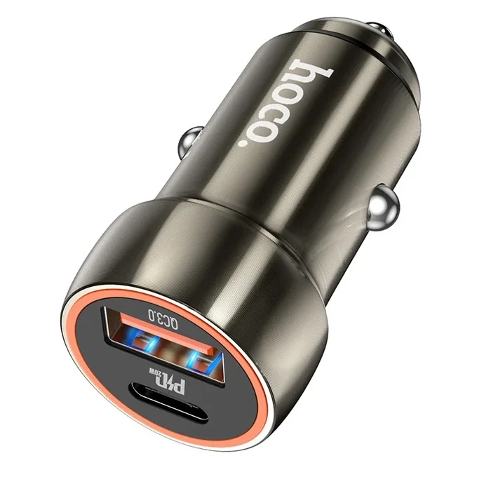 HOCO Z46A PD20W+QC3.0 USB+Type-C Giriş Araç içi Çakmaklık Hızlı Şarj Aleti-(5775)