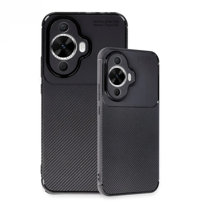 Huawei Nova 12s Kılıf Auto Focus Karbon Kapak - Siyah