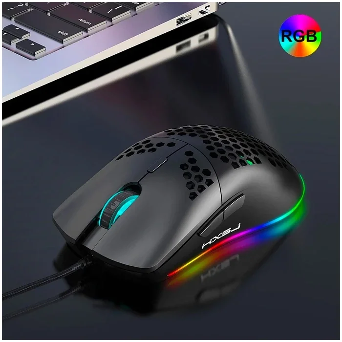 HXSJ J900 USB Kablolu RGB Dpi Oyuncu Mouse Gaming Mouse-(5775)