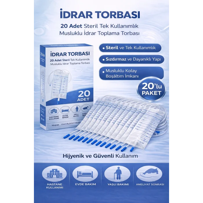 İdrar Torbası Steril Medikal İdrar Toplama Torbası 20 ADET
