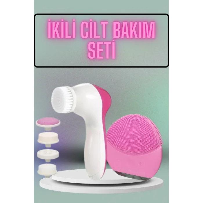 İkili Cilt Bakım Seti 5 Başlıklı Yüz Temizleme ve Masaj Aleti Canlandırıcı ve Onarıcı