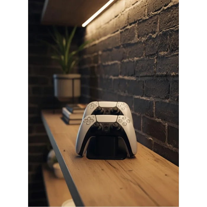 İkili Gamepad Tutucu Siyah 7x18 cm Masa ve Raf Düzeni