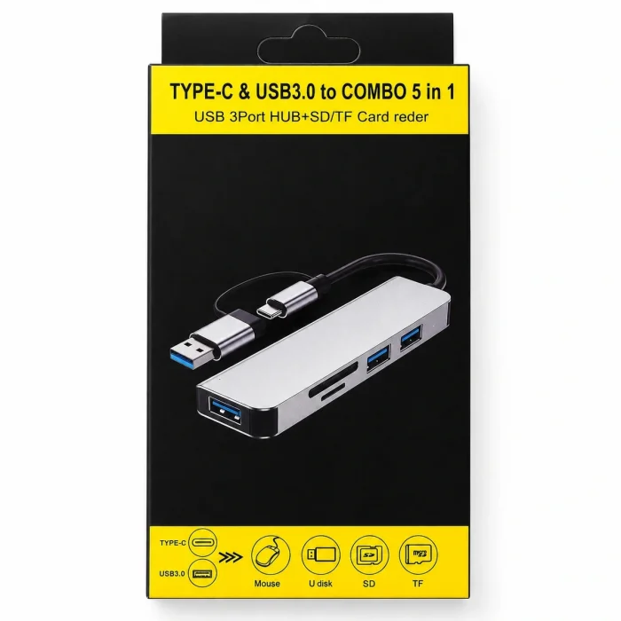 Imeng 5in1 USB 3.0 Type-C 3 Port Hub SD/TF Kart Okuyucu