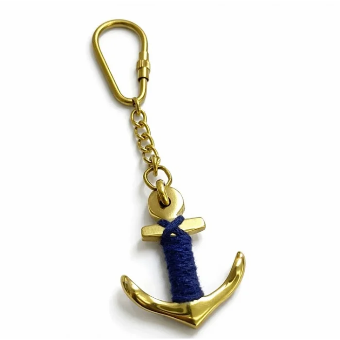 İp Detaylı Pirinç Çapa Anahtarlık