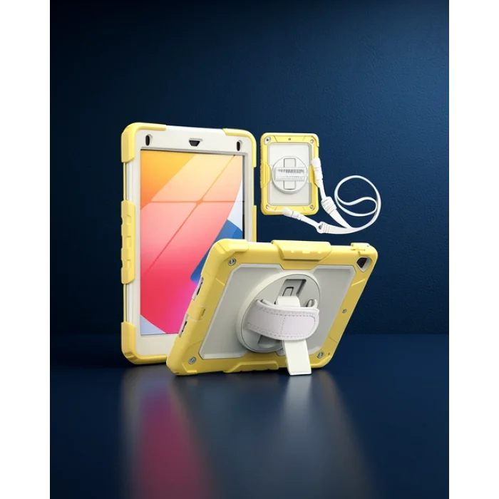 iPad 5 Air 9.7 Kılıf - Strap New Tablet Kapak - Sarı