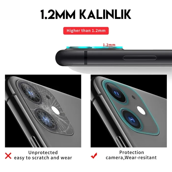 iPhone 11 6.1 full Tempered Kamera Koruyucu Kırılmaz Cam-(5775)