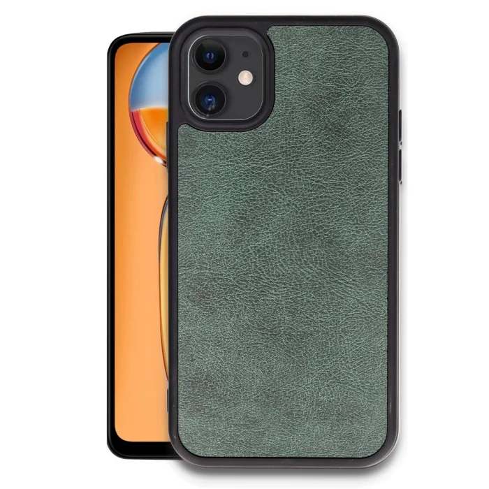 İphone 11 Kılıf Aras Deri Kapak - Koyu Yeşil