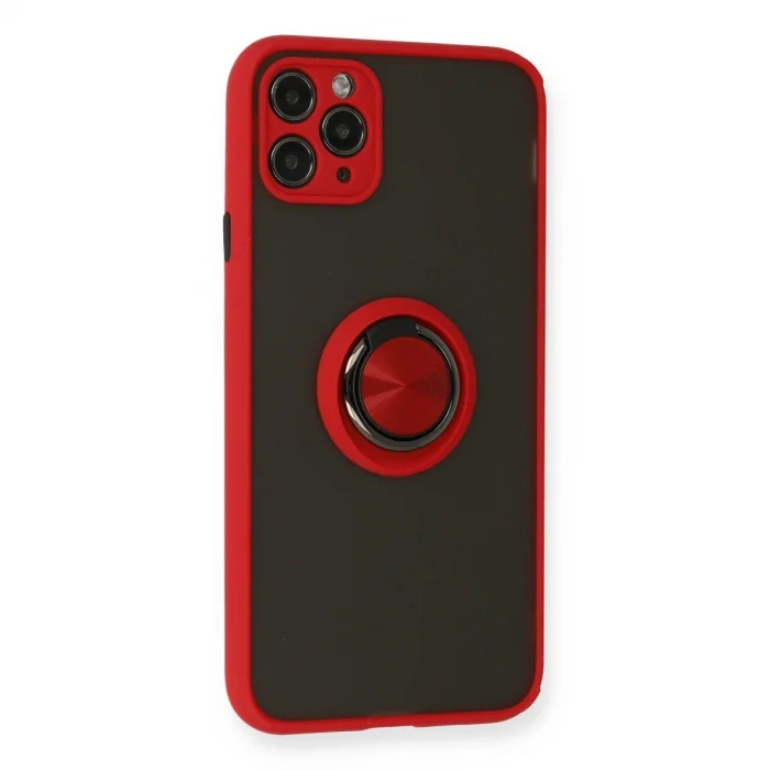 İphone 11 Pro Kılıf Montreal Yüzüklü Silikon Kapak - Kırmızı
