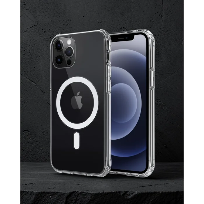 iPhone 12 - Kılıf - Magneticsafe Şeffaf Silikon - Şeffaf