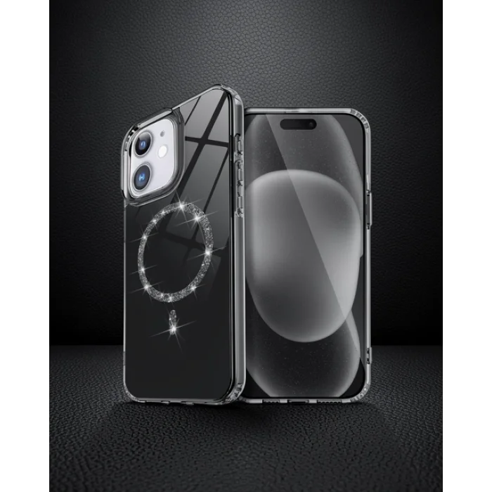 iPhone 12 Live Diamond Magsafe Kılıf - Siyah