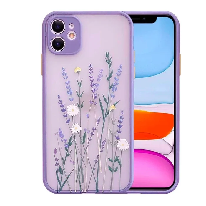 iPhone 12 Mini 5.4inç Kamera Korumalı Çiçek Desenli Silikon Kılıf-(5775)