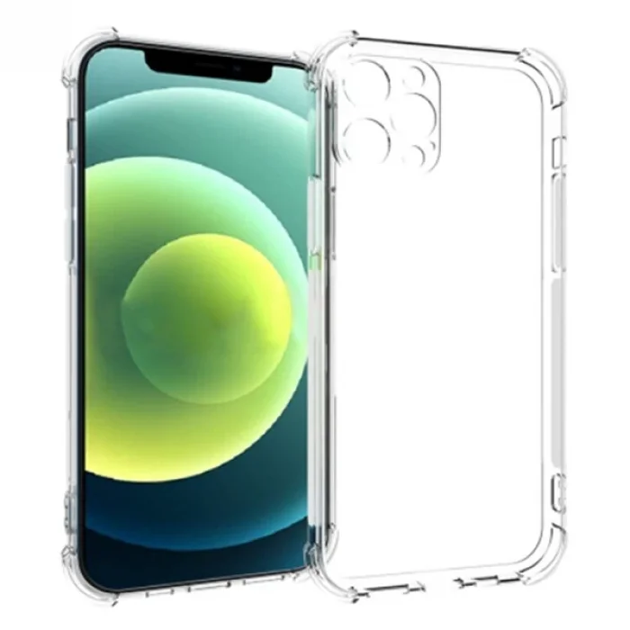 İPhone 12 Pro 6.1 Anti-Drop Silikon Kılıf Kamera Korumalı Şeffaf Silikon Kılıf-(5775)