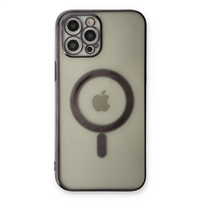 İphone 12 Pro Kılıf Magneticsafe Lazer Silikon - Siyah