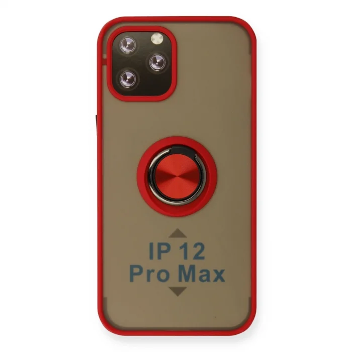 İphone 12 Pro Kılıf Montreal Yüzüklü Silikon Kapak - Kırmızı