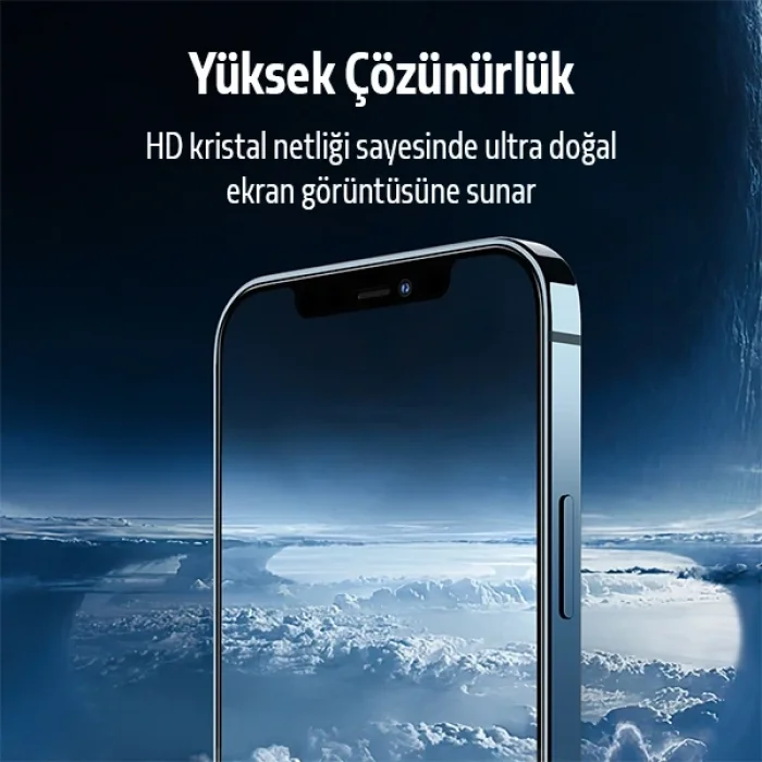 İPhone 12 Pro Max 2İN1 Full Glue Tempered Cam Ekran Koruyucu +Kamera Lens Set-(5775)
