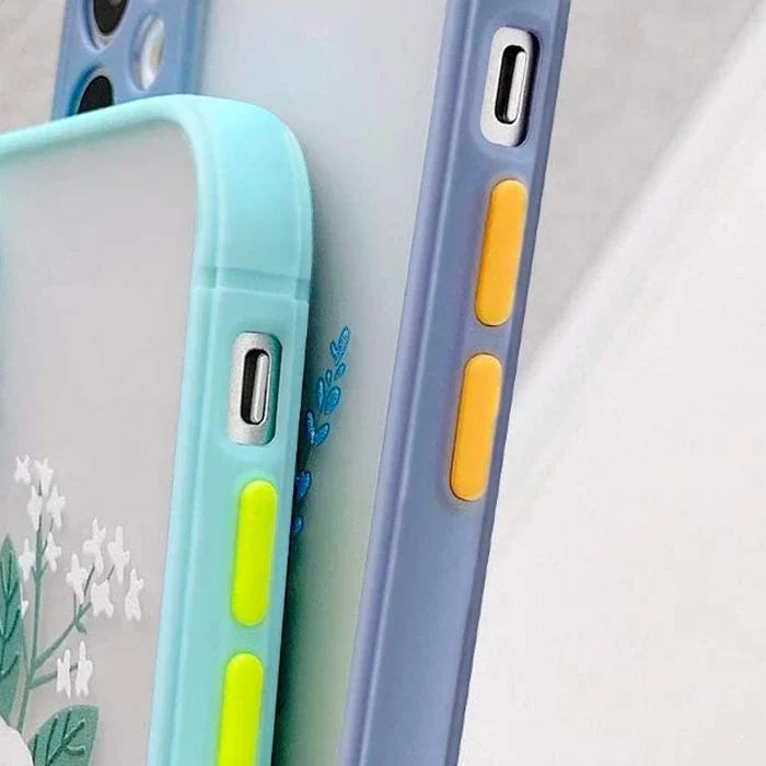 iPhone 12 Pro Max 6.7inç Kamera Korumalı Çiçek Desenli Silikon Kılıf-(5775)