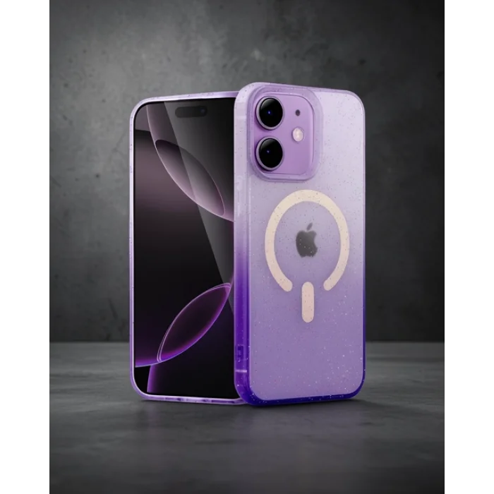 iPhone 12 - Pummel Shiny Magsafe Kapak - Mor